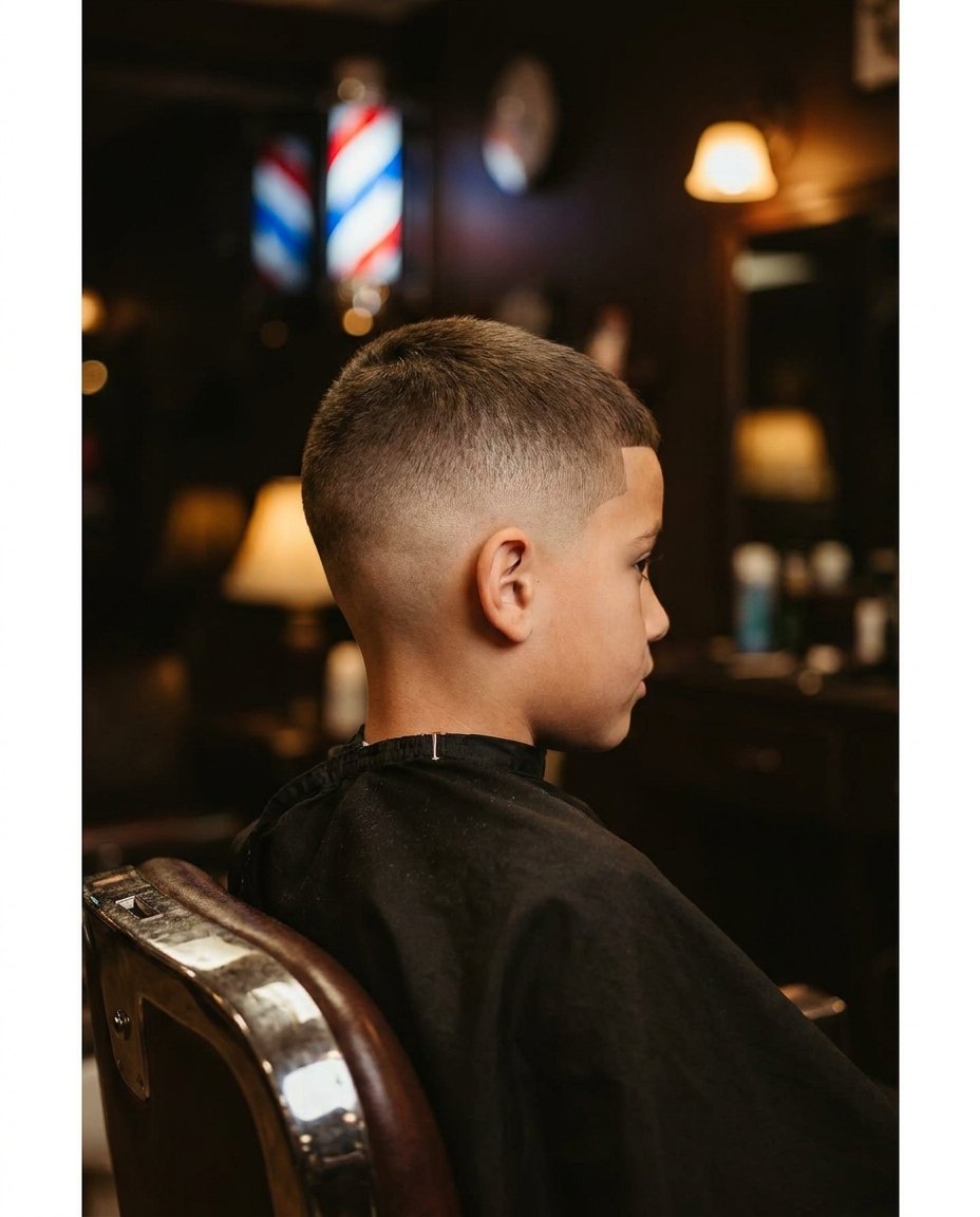 Young student with a clean skin fade at Family Barbershop Kissimmee